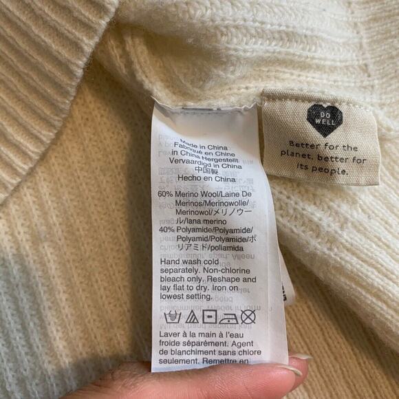 Madewell Sweater Womens S Small Beige Merino Wool Blend Lyle Rib Henley Pullover - Picture 8 of 11